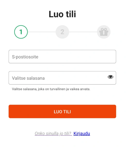 Rekisteröityminen Kasino LeoVegas  